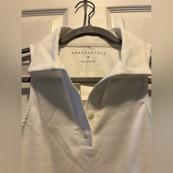 Aeropostale White Ribbed Collar Tank Top - Picture 9 of 9